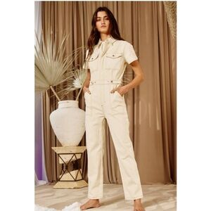 Cream Utility Jumpsuit